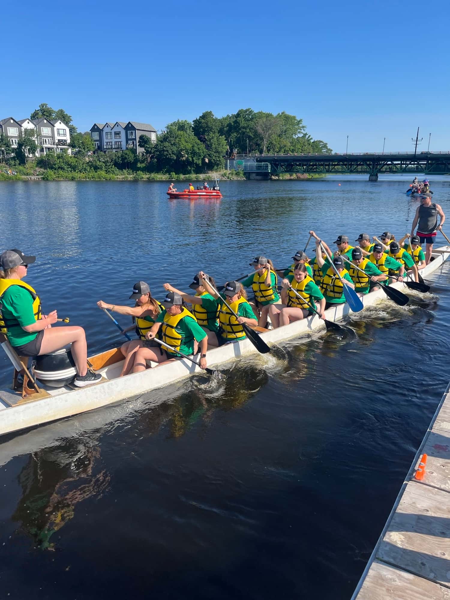 A group of people in a kayak